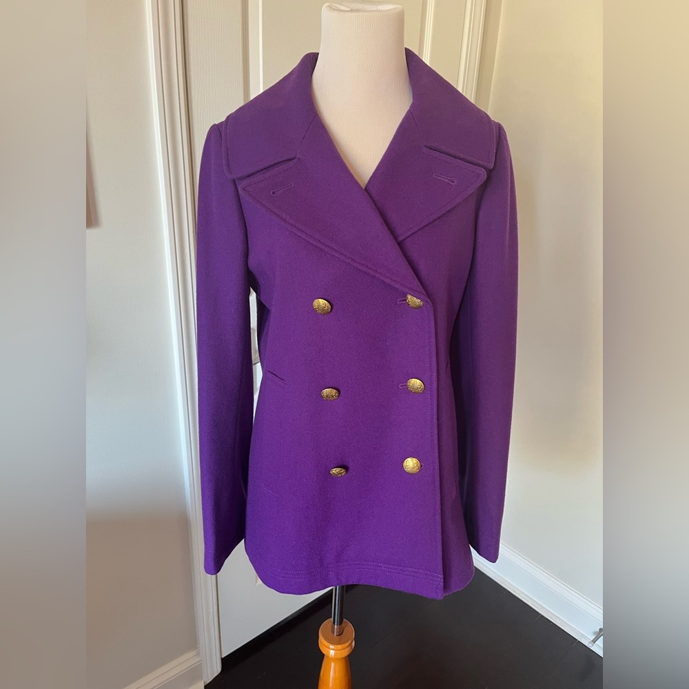 Vibrant Purple J.Crew Majesty Classic Wool Peacoat Size 8